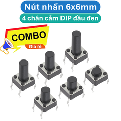 (20 Cái) Nút nhấn 6x6mm 4 chân cắm DIP cao 4.3 - 15mm