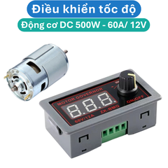 Điều khiển tốc độ động cơ 9 - 60V/12A/500W Có màn hình hiển thị