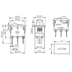 Công tắc bập bênh KCD1 - 11 2P/3P 10x15mm 3A - 250V