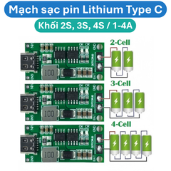 Mạch sạc cổng type C tăng áp dùng cho pin Lithium 3.7V 2S/3S/4S dòng sạc 1 - 4A