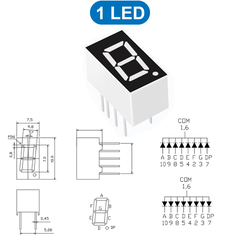 LED 7 đoạn 0.28 inch chữ màu đỏ âm chung / dương chung