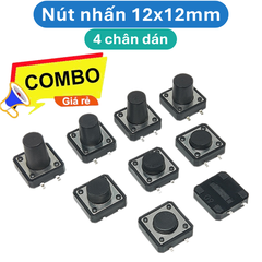 (20 Cái) Nút nhấn 12x12mm 4 chân dán cao 4.3 - 12mm