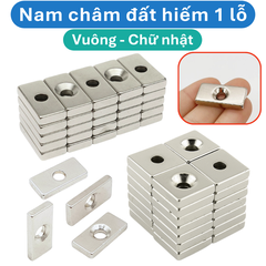 Nam châm đất hiếm vuông , chữ nhật 1 lỗ