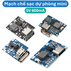 Mạch sạc pin dự phòng 5V 600mA mini có led báo trạng thái