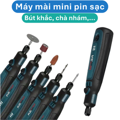 Máy mài mini, bút khắc, mài chà nhám đánh bóng tích hợp pin sạc