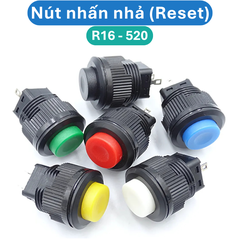 Nút nhấn nhả ( reset) R16 - 520 lỗ khoét 16mm 2 chân