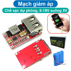 Mạch nguồn giảm áp 6 - 18VDC xuống 5V - chế sạc điện thoại