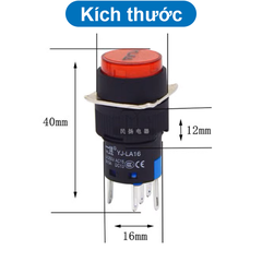 Nút nhấn nhả (reset) / nhân giữ (on/off) 5 chân AL6 - M lỗ khoét 16mm