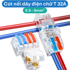 (2 Cái) Cút nối dây điện nhanh chữ T 32A Cho dây 0.5 - 5mm2