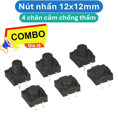 (10 Cái) Nút nhấn 12x12mm 4 chân cắm chống thấm cao 4.3 - 12mm