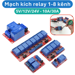 Mạch relay opto cách ly 1 - 8 kênh kích ( H/L) 5V/12V/24V - 10A/30A