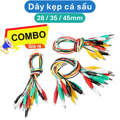 Bó 10 sợi dây kẹp cá sấu 2 đầu nhiều màu dài 50cm