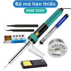 Bộ mỏ hàn thiếc 60W 220V, thiếc hàn, kệ hàn, nhựa thông