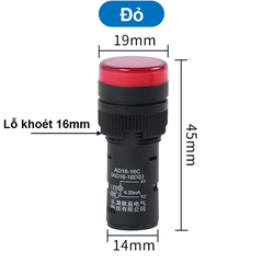 Đèn báo AD16 - 16C lỗ khoét 16mm điện áp 12V, 24V, 220VAC, 380VAC