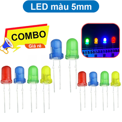 (20 Con) LED 5mm màu (đỏ/vàng/xanh lá/xanh dương)
