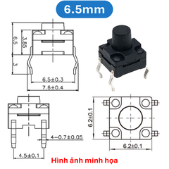 (10 cái) Nút nhấn 6x6mm chống thấm 4 chân cắm DIP cao 4.3 - 15mm