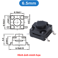 (10 cái) Nút nhấn 6x6mm chống thấm 4 chân dán SMD cao 4.3 - 15mm