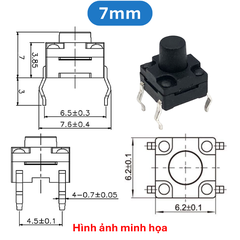 (10 cái) Nút nhấn 6x6mm chống thấm 4 chân cắm DIP cao 4.3 - 15mm