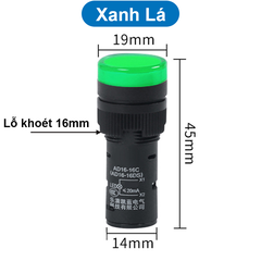 Đèn báo AD16 - 16C lỗ khoét 16mm điện áp 12V, 24V, 220VAC, 380VAC