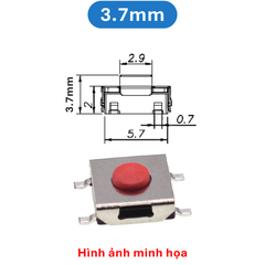 (50 Cái) Nút nhấn 6x6mm 4 chân dán đầu đỏ cao 2.5 - 3.7mm