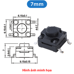 (10 cái) Nút nhấn 6x6mm chống thấm 4 chân dán SMD cao 4.3 - 15mm