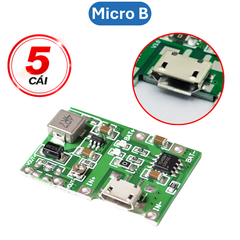 Mạch sạc pin 1S 18650 J5019 dùng IC TC4056 tích hợp mạch tăng áp 2A từ 5V lên 18V