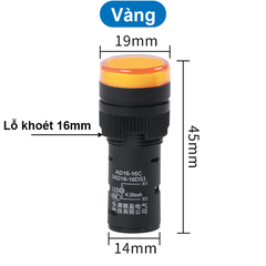 Đèn báo AD16 - 16C lỗ khoét 16mm điện áp 12V, 24V, 220VAC, 380VAC