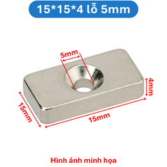 Nam châm đất hiếm vuông , chữ nhật 1 lỗ