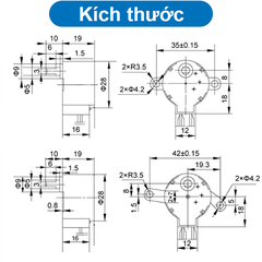 Động cơ bước 28BY-48 5/12VDC 4 pha 5 dây