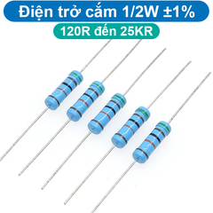(10 con) Điện trở cắm 1/2W 5 vòng màu ±1% - giá trị 120R đến 25KR