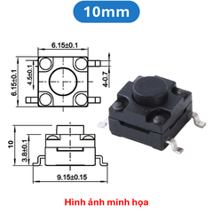 (10 cái) Nút nhấn 6x6mm chống thấm 4 chân dán SMD cao 4.3 - 15mm