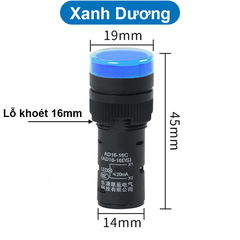 Đèn báo AD16 - 16C lỗ khoét 16mm điện áp 12V, 24V, 220VAC, 380VAC