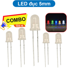 (20 Con) LED 5mm đục (đỏ/trắng/vàng/xanh lá/xanh dương)