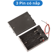 Đế pin tiểu, pin AA đầu ra dây nối tiếp, đế pin có nắp có kèm công tắc