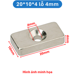 Nam châm đất hiếm vuông , chữ nhật 1 lỗ