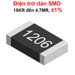 (50 con) điện trở dán 1206 - giá trị 15KR đến 4.7MR, ±1%