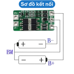 Mạch bảo vệ cân bằng pin Sắt LiFePo4 2S 6.4V (pin 3.2V) không kẽm hàn