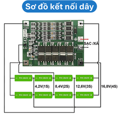 Mạch sạc bảo vệ pin Lithium 3S/4S 40A 60A 18650 BMS 11.1V 12.6V/14.8V 16.8V