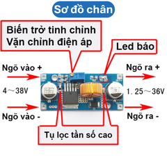 Mạch nguồn giảm áp, hạ áp 5A XL4015 ADJ - có kèm tản nhiệt