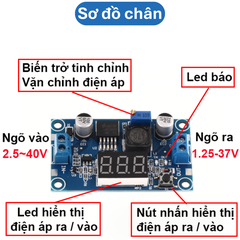 Mạch nguồn giảm áp, hạ áp 3A LM2596 DC - DC - Có Led hiển thị
