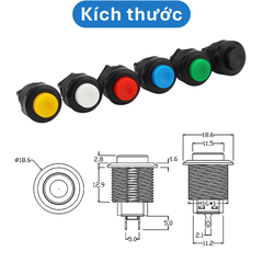 Nút nhấn nhả ( reset) R16 - 520 lỗ khoét 16mm 2 chân