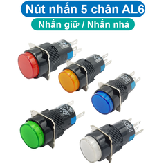 Nút nhấn nhả (reset) / nhân giữ (on/off) 5 chân AL6 - M lỗ khoét 16mm