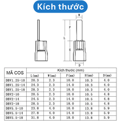 (50 cái) Đầu Cos pin dẹp, đầu kim dẹp DBV