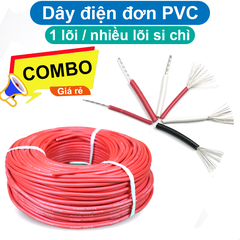 (10 mét) Dây điện PVC, 1 lõi đồng si chì, nhiều lõi mạ thiếc, 20-22AWG