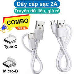 (2 sợi) Dây cáp sạc truyền dữ liệu dòng 2A cổng type C / Micro B giá rẻ