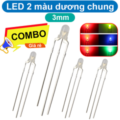 (10 Con) LED 2 màu 3mm đục dương chung