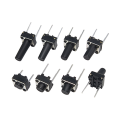 (50 Cái) Nút nhấn 6x6mm 2 chân cắm đứng cao 4.3 - 9mm