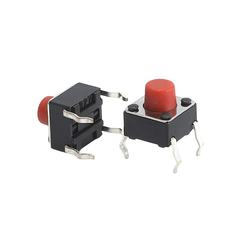 (50 Cái) Nút nhấn 6x6mm 4 chân cắm đứng đầu đỏ cao 2.5 - 3.7mm