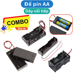 Đế pin tiểu, pin AA đầu ra dây nối tiếp, đế pin có nắp có kèm công tắc