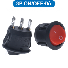 (2 cái) Công tắc bập bênh KCD1 hình tròn 6A - 250V lỗ khoét 20mm